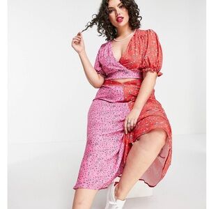 Floral Pink and Red Maxi 2 pieces set twisted wunder plus size